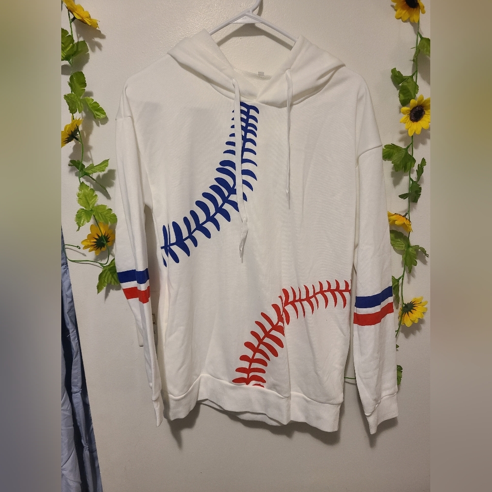 Nwot Womens Small Baseball Print Hoodie